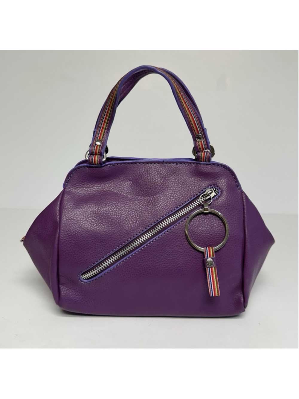 Vintage Y2K Tommy Hilfiger Purple Small Handbag Satchel Rainbow Stripe